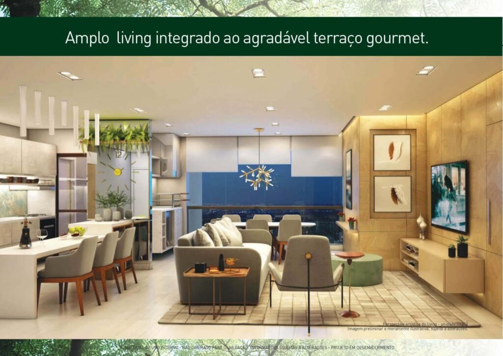 perspectiva living do apto - Vida Bella Lorenzini