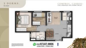 Planta 37 m² - Cury Jardim