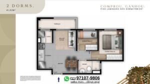 Planta 41,82m² - Cury Jardim