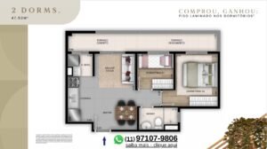 Planta 47,52 m² - Cury Jardim