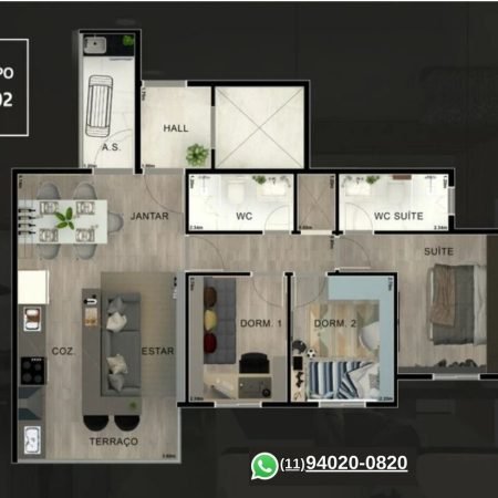 Planta-3-dorms - Switch Residencial