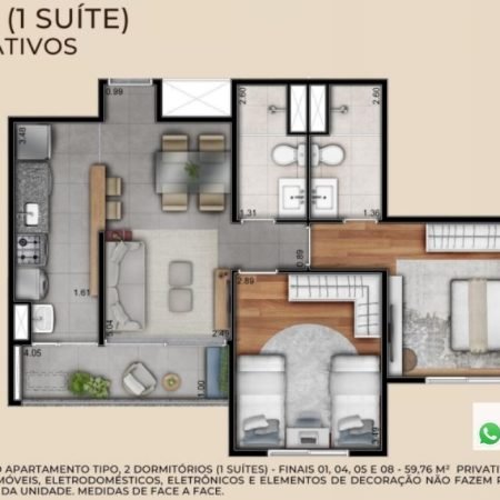 Planta 61 m² - Patteo São Bernardo