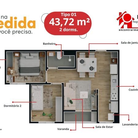 Planta 43m2 Sou Viver Diadema