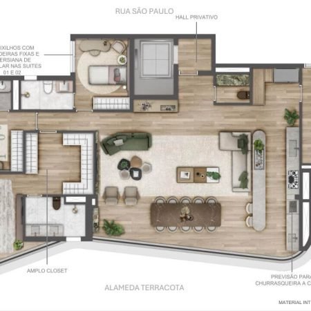 2 Planta 166m² - Casa Espaço Ceramica
