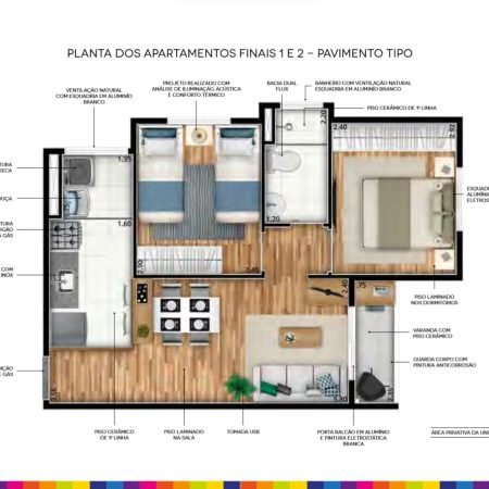 Planta 42m² - Residencial Panorama São Bernardo - tipo 1