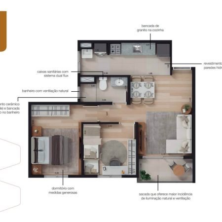 Planta 48m2 - Way Pq Central