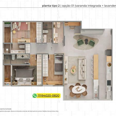Planta 112m - Aya Ribeirao Pires Home Resort