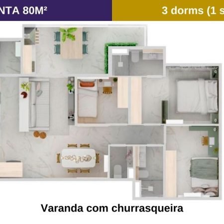 Planta 80 m - Residencial Douro