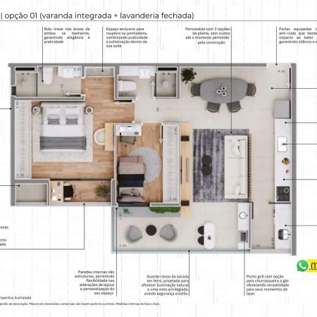Planta 70m - Aya Ribeirao Pires Home Resort