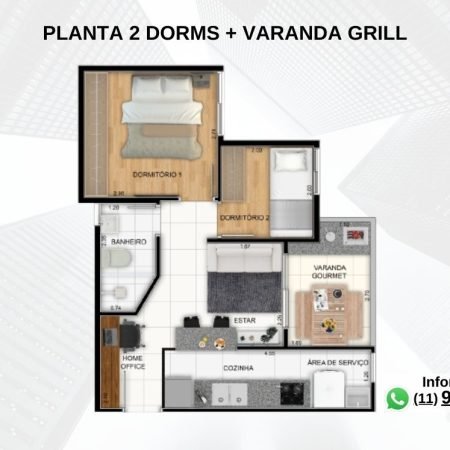 Planta 40 m2 - Vista Juquia Residencial