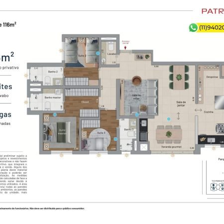 Planta 116m - Bossa Nova Patriani Espaço Ceramica
