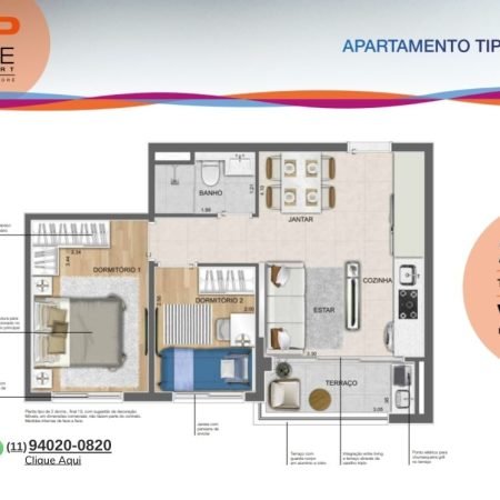 Planta 40m - Upside Resort Santo André