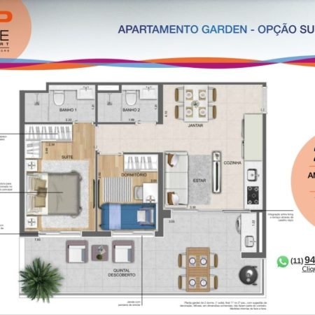 Planta 55m - Upside Resort Santo André