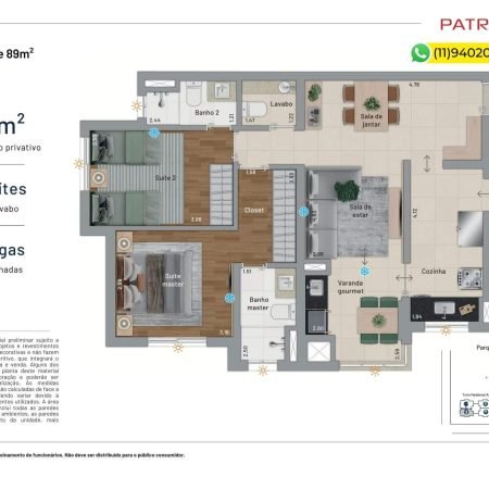 Planta 89m - Bossa Nova Patriani Espaço Ceramica